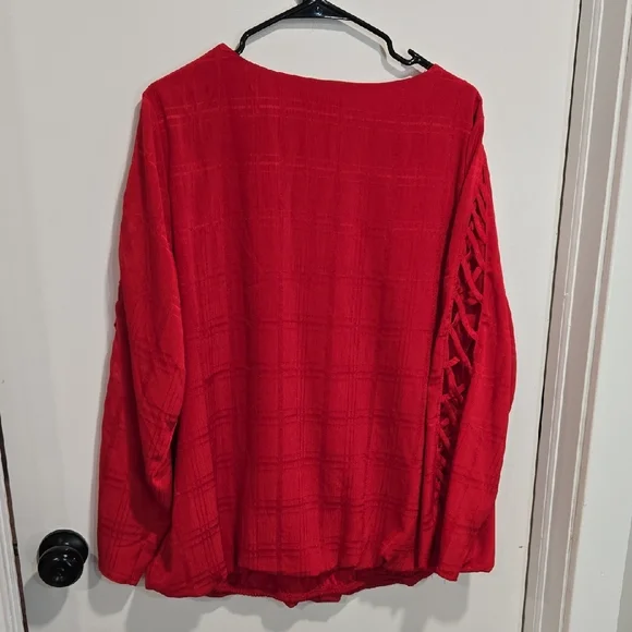 Alyx Red Blouse with Lattice Sleeves - Picture 4 of 4